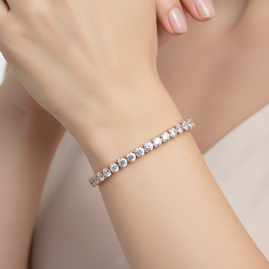 Sterling Silver Round Cut Diamond Tennis Bracelet