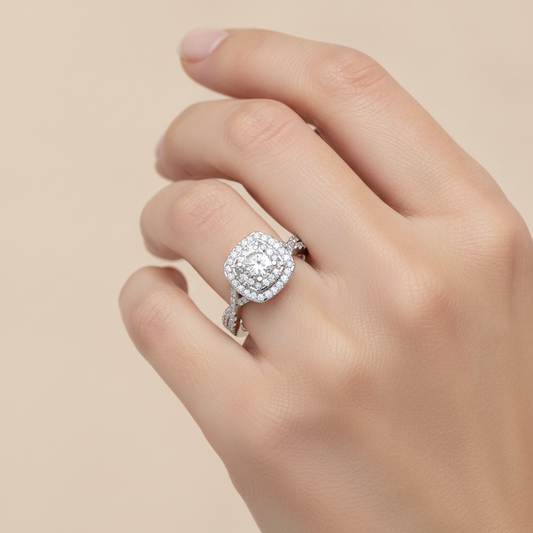 Cisting Bridal Ring Set In 925 Sterling Silver - Fourteen