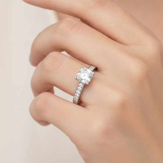 Blazing Solitaire Ring In 925 Sterling Silver - Fourteen