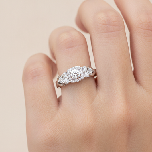 Loveable Halo Ring In 925 Sterling Silver - Fourteen