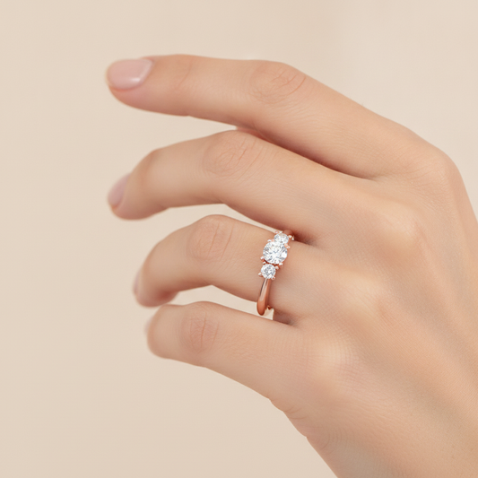 Coruscating Tri Stone Ring In 925 Sterling Silver - Fourteen
