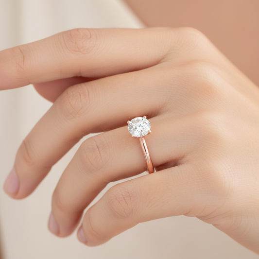 Jebij Signature 2 Carat Moissanite Ring – D Color VVS1 Sterling Silver with Rhodium Plating