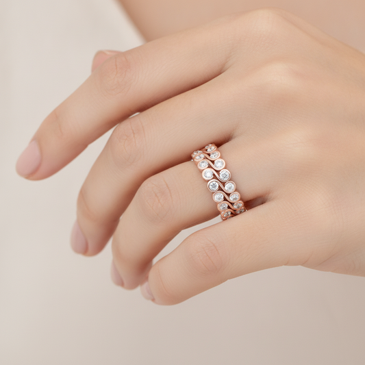Jacinthe Diamond Band In 925 Sterling Silver - Fourteen