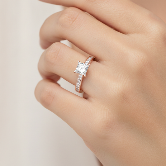 Statuesque Solitaire Ring In 925 Sterling Silver - Fourteen