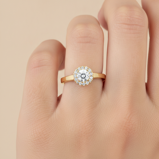Lepid Halo Ring In 925 Sterling Silver - Fourteen