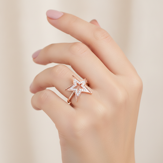 Classy Star Band In 925 Sterling Silver - Fifteen