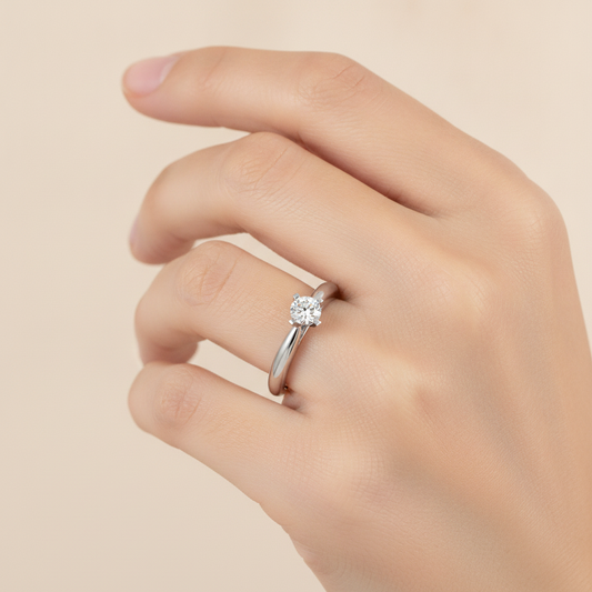 Mellifluous Solitaire Ring In 925 Sterling Silver - Fourteen