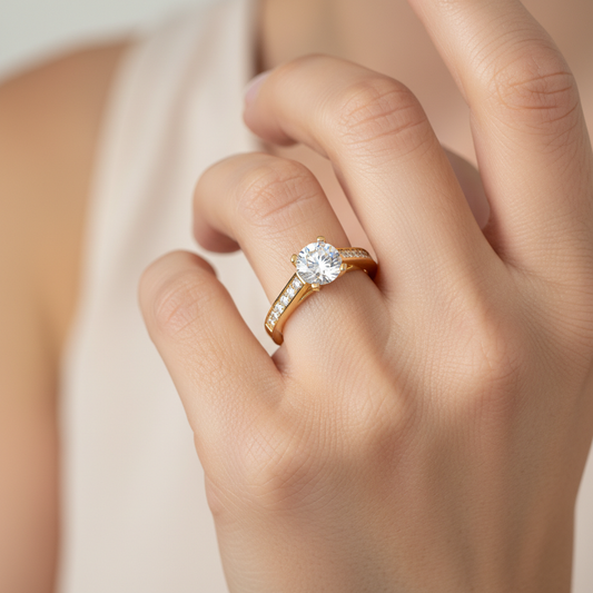 Yellow Gold Round Diamond Wedding Ring