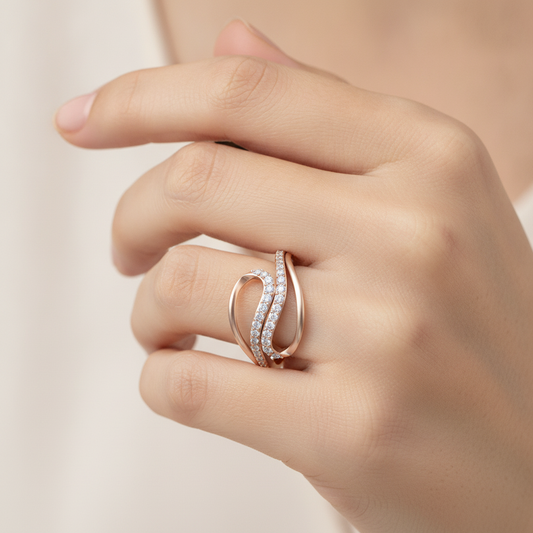 Sparkling Twin Ring In 925 Sterling Silver - Fourteen