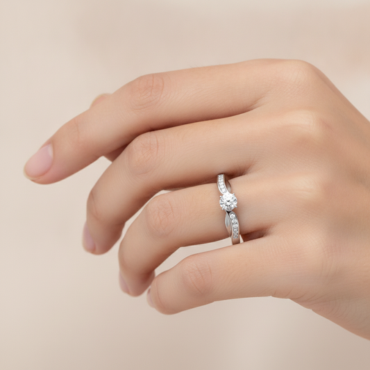 Intoxicating Solitaire Ring In 925 Sterling Silver - Fourteen
