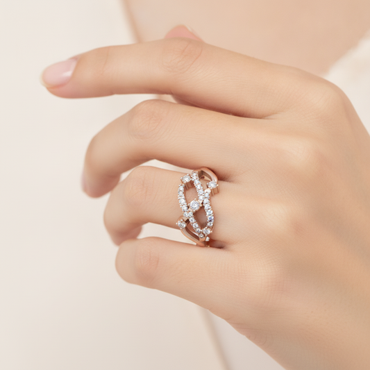 Bubble Diamond Band In 925 Sterling Silver - Fifteen