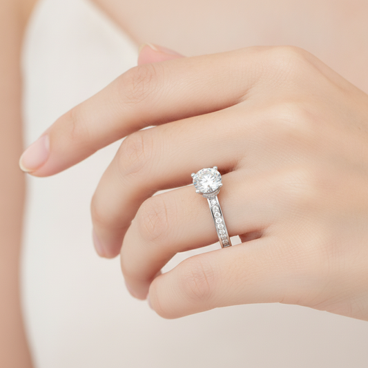 Beaded Beauty Single Stone Ring In 925 Sterling Silver - Fifteen