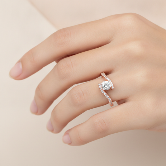 Groovy Diamond Ring In 925 Sterling Silver - Fourteen