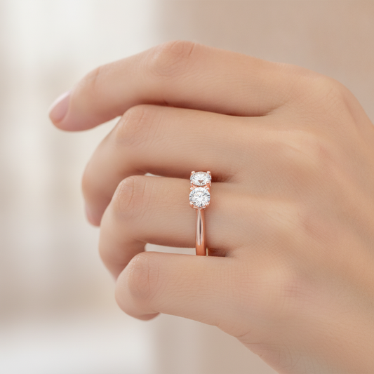 Lucent Tri Stone Ring In 925 Sterling Silver - Fourteen