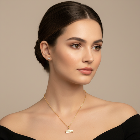 Custom Date Bar Pendant Necklace With Diamond Accents - Eight
