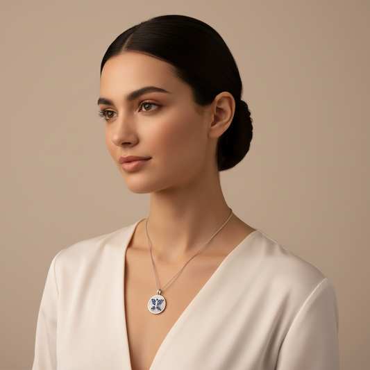Blue Sapphire Gemini Zodiac Constellation Pendant Necklace - Two