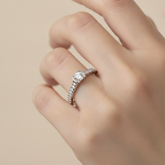 The Bonita Single Stone Ring In 925 Sterling Silver - Fourteen