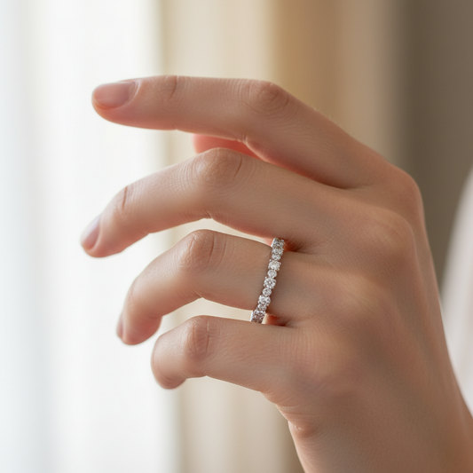 Diamond Curved Wedding Band White Gold Stackable Ring