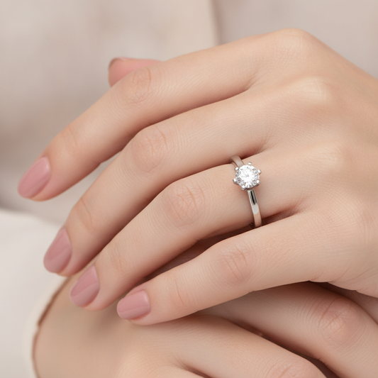 Lissome Solitaire Ring In 925 Sterling Silver - Fifteen
