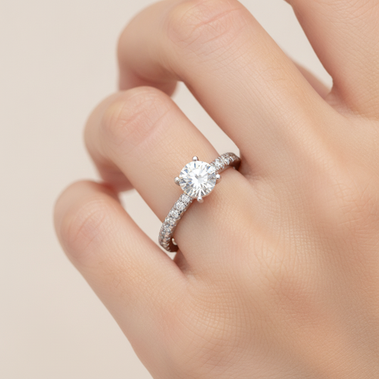 Exalted Solitaire Ring In 925 Sterling Silver - Fourteen