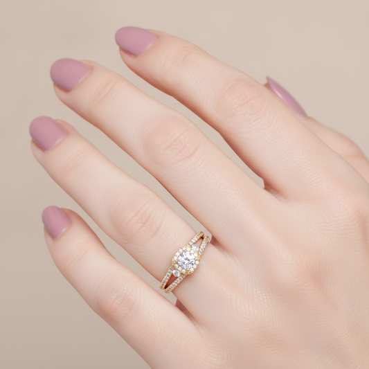Felicity Halo Ring In 925 Sterling Silver - Fifteen