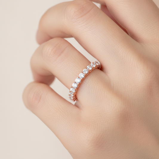 Idyllic Half Eternity Band In 925 Sterling Silver - Fourteen