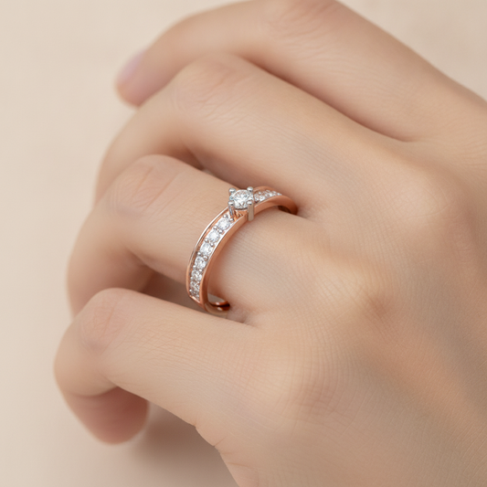 Infinitely Gemmed Glitter Diamond Band In 925 Sterling Silver - Fourteen