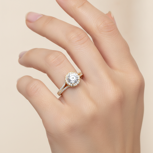 Robust Halo Ring In 925 Sterling Silver - Fourteen