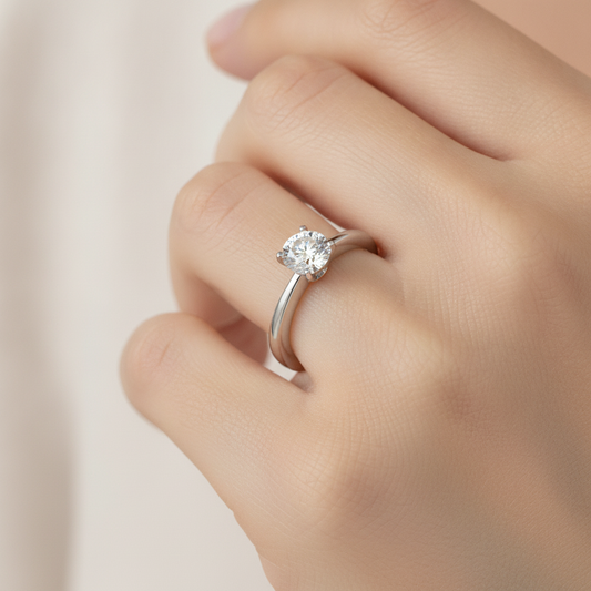 Etoile Classic Solitaire Ring In 925 Sterling Silver - Fourteen