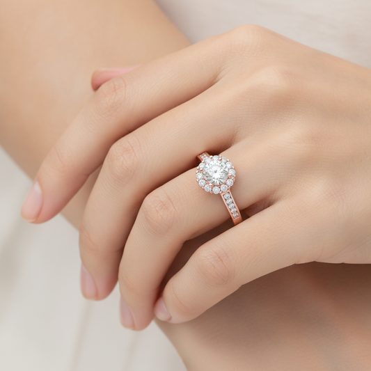 Lustrous Bridal Ring Set In 925 Sterling Silver - Fourteen