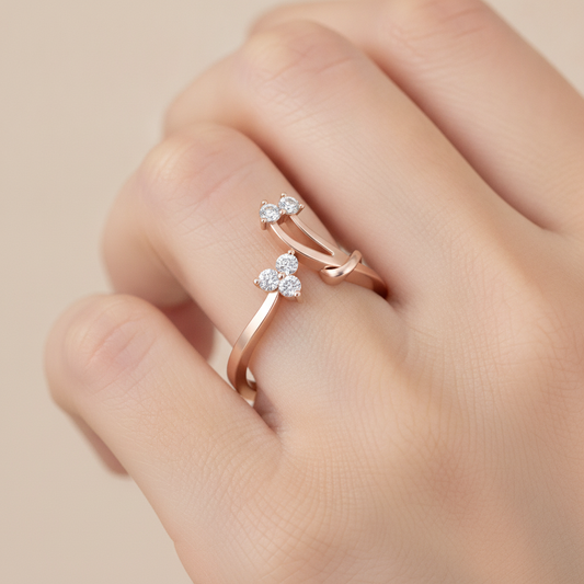 Center Radiant Ring In 925 Sterling Silver - Fourteen