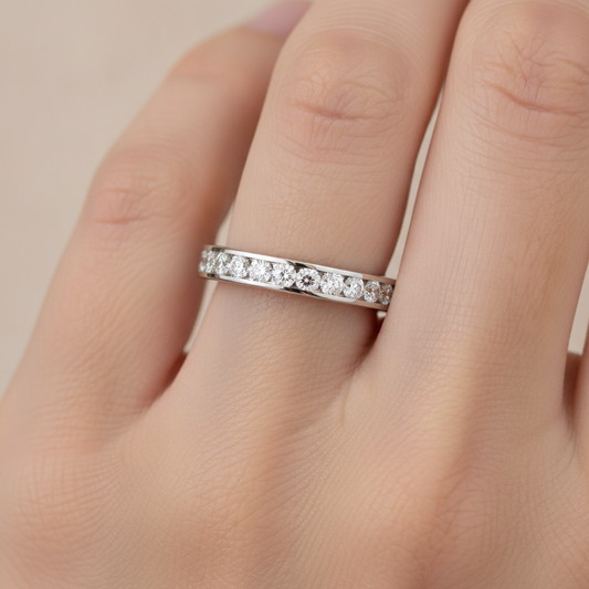 Ocean Eternity Band In 925 Sterling Silver - Fourteen