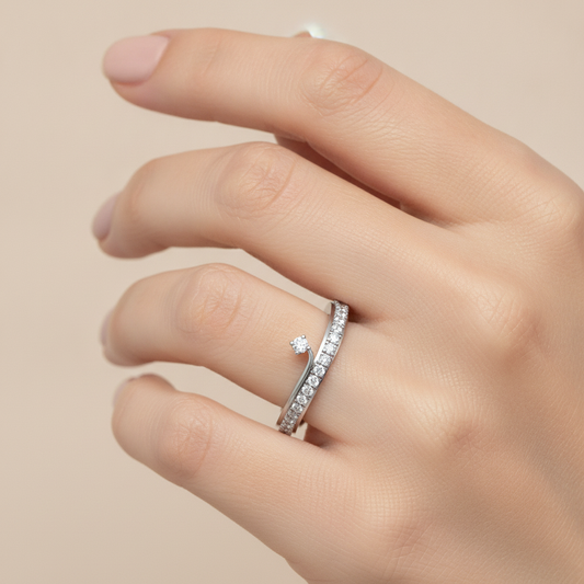 Stunning Diamond Band In 925 Sterling Silver - Fourteen