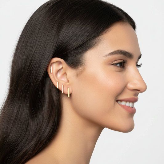 Gold Letter I Initial Stud Earrings