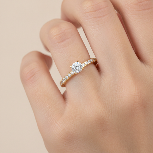 Superb Solitaire Ring In 925 Sterling Silver - Fourteen
