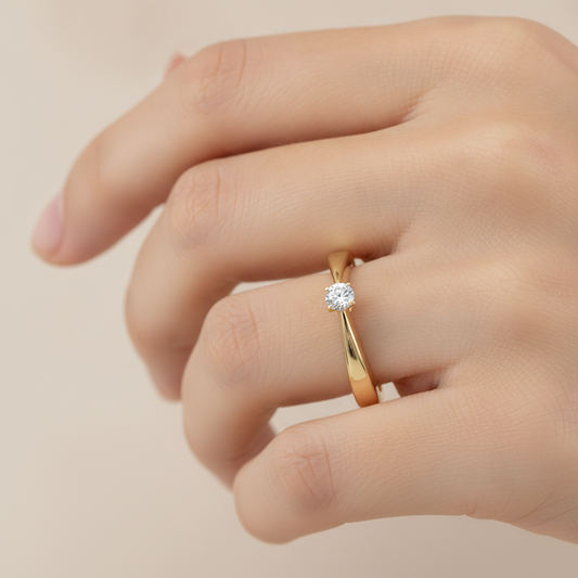 Ange Classic Solitaire Ring In 925 Sterling Silver - Fourteen