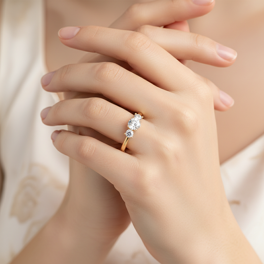 Yellow Gold Three Stone Diamond Engagement Ring