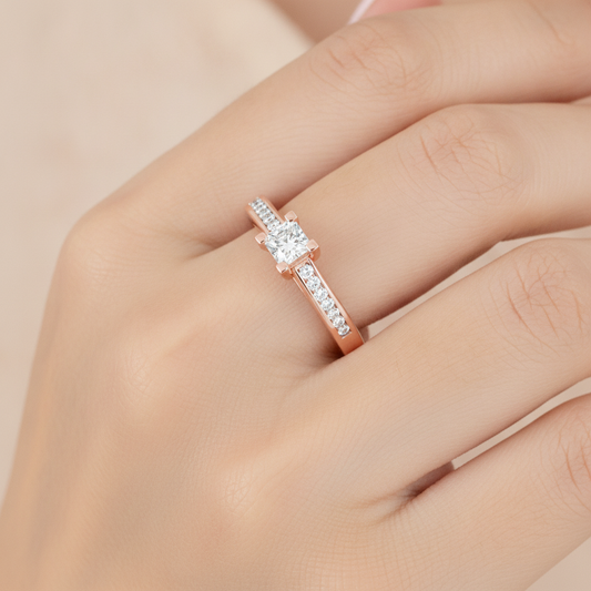 Off Beat Solitaire Ring In 925 Sterling Silver - Fifteen