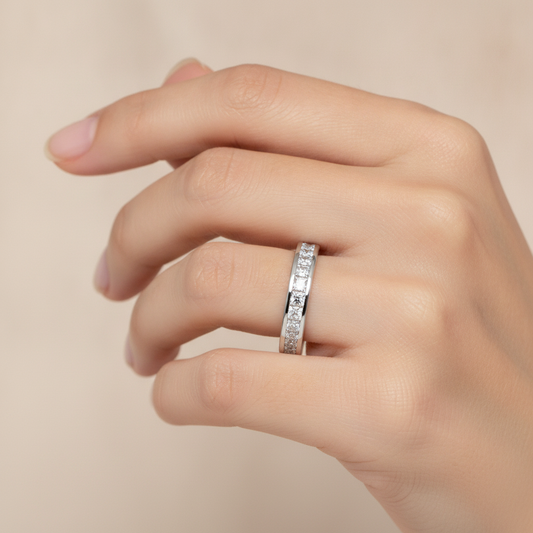 Rain Half Eternity Band In 925 Sterling Silver - Fourteen