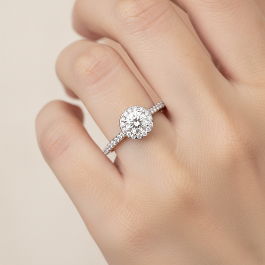 Rollicking Halo Ring In 925 Sterling Silver - Fourteen
