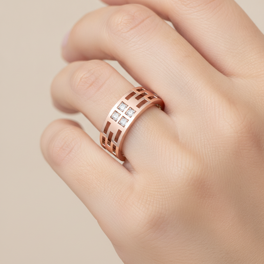 Luxe Pink Cluster Ring In 925 Sterling Silver - Fourteen