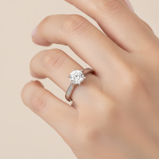 Balenz Classic Solitaire Ring In 925 Sterling Silver - Fourteen