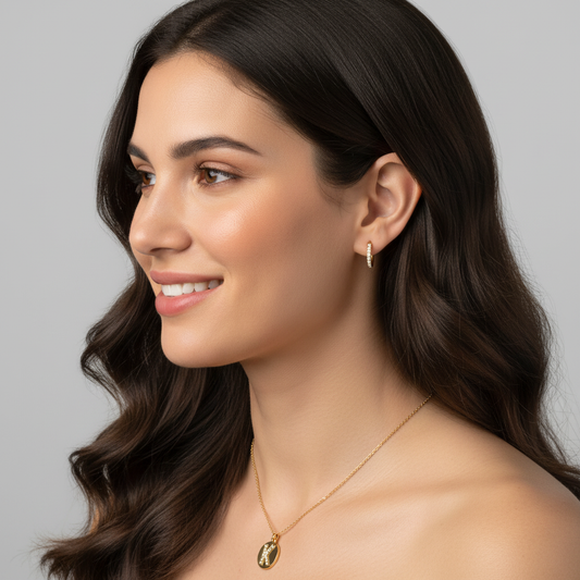 Personalized K Letter Necklace with Diamonds in White Gold