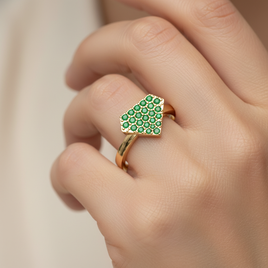 Emerald Pav DiamondShaped Stackable Ring