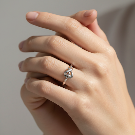 Sterling Silver Love Knot Ring for Women