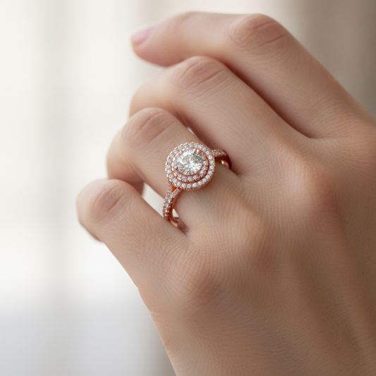 Celebrated Halo Ring In 925 Sterling Silver - Fourteen