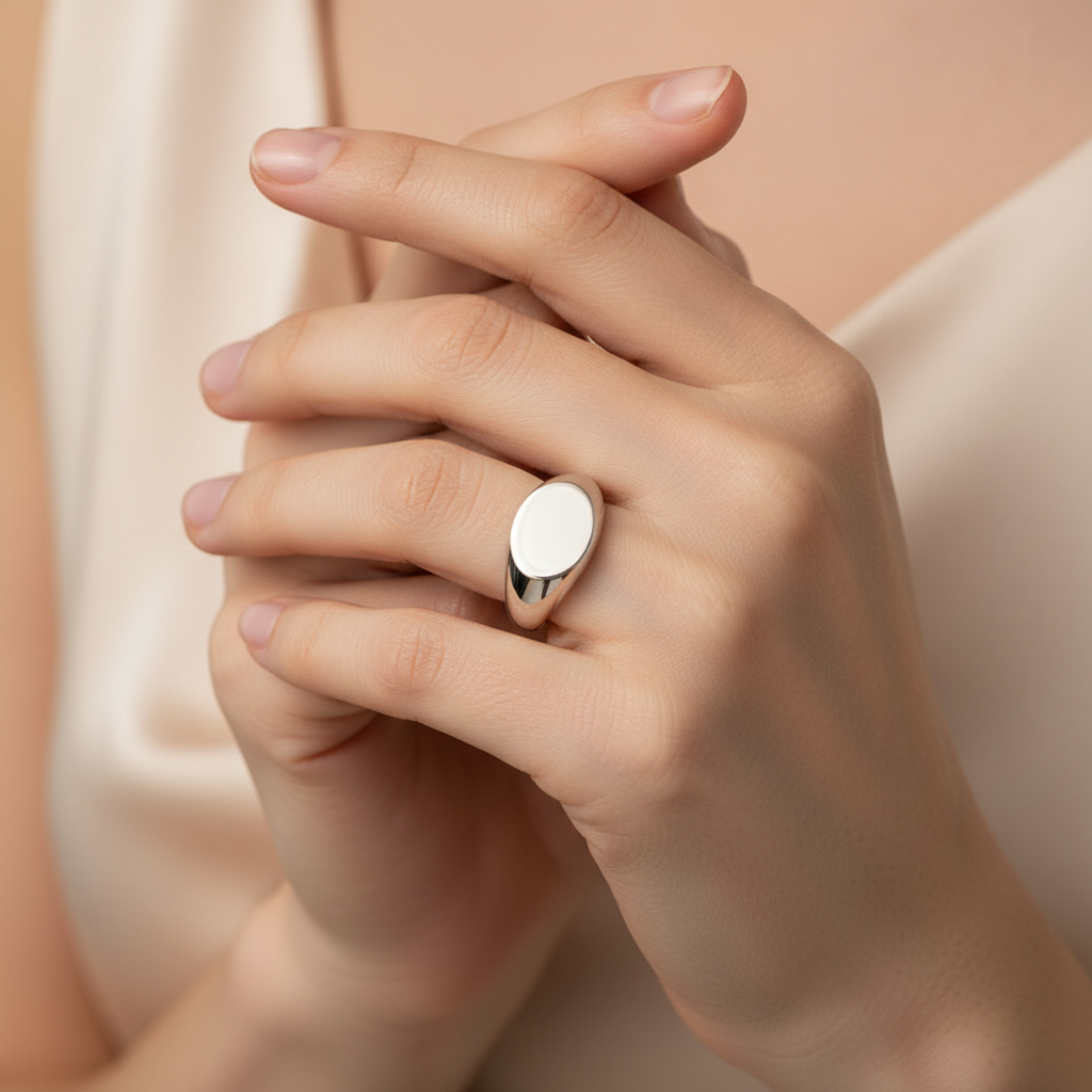 Classic Rose Gold Signet Ring – Minimal Statement Ring - Eight