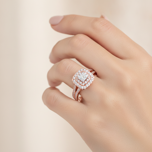 Mystic Halo Solitaire Ring - Fifteen