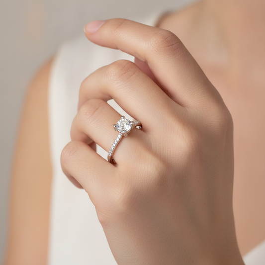 Lordly Solitaire Ring In 925 Sterling Silver - Fourteen