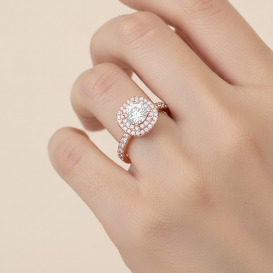 Jocular Halo Ring In 925 Sterling Silver - Fifteen